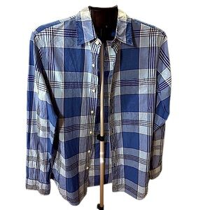 J. Crew Navy and Light Blue Checkered Shirt